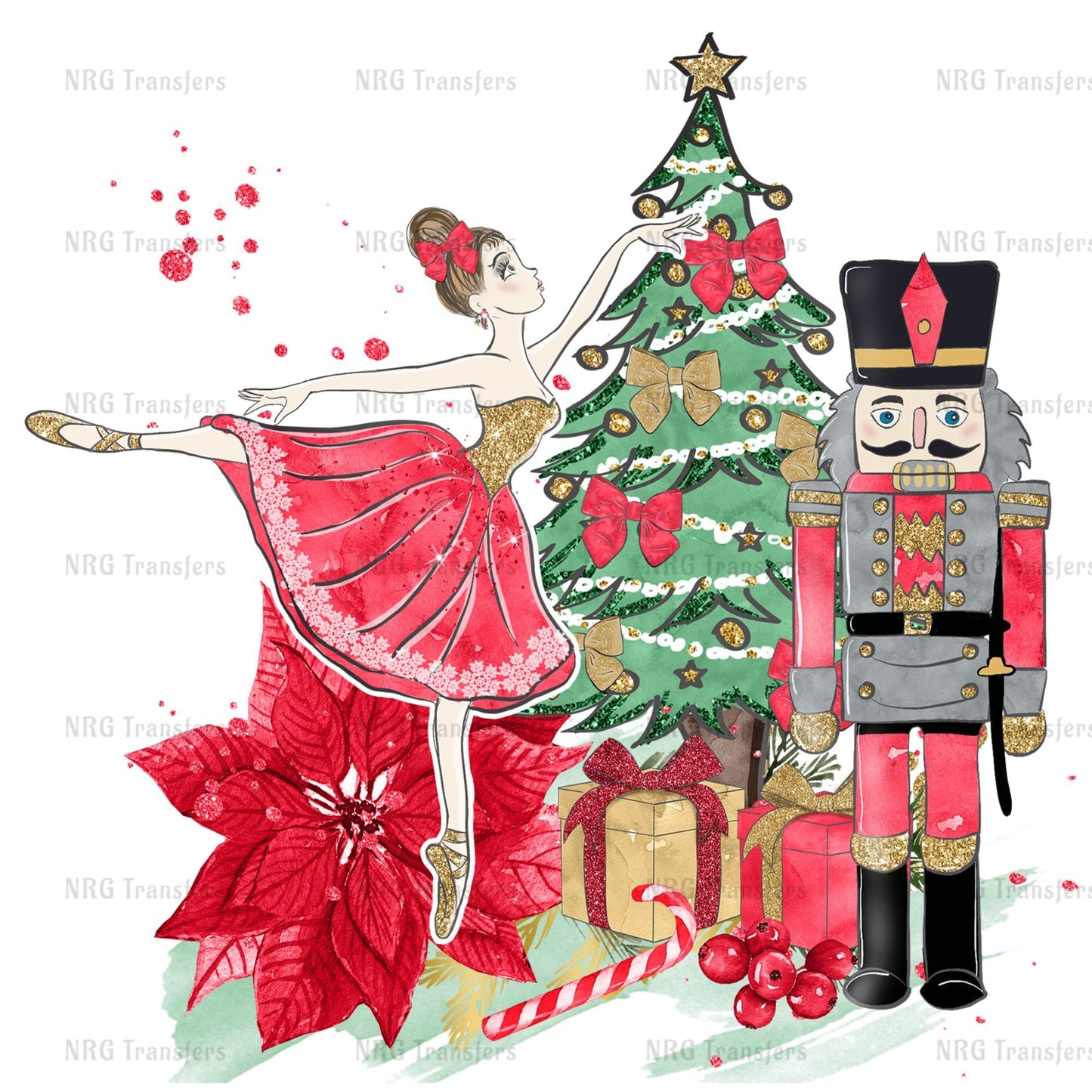 a nutcracker and a nutcracker in front of a christmas tree