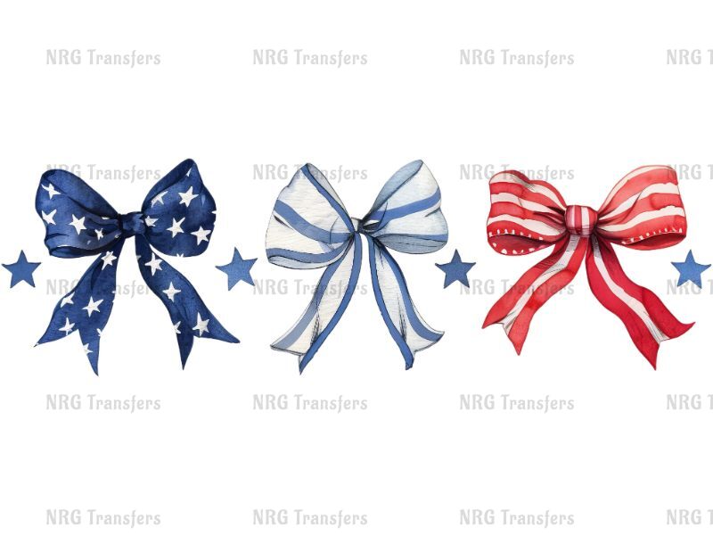 three bows with stars and stripes on them