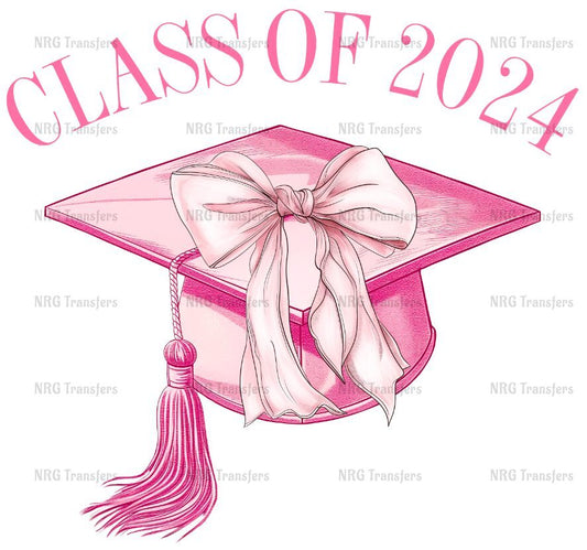 a pink graduation cap with a tassel on it