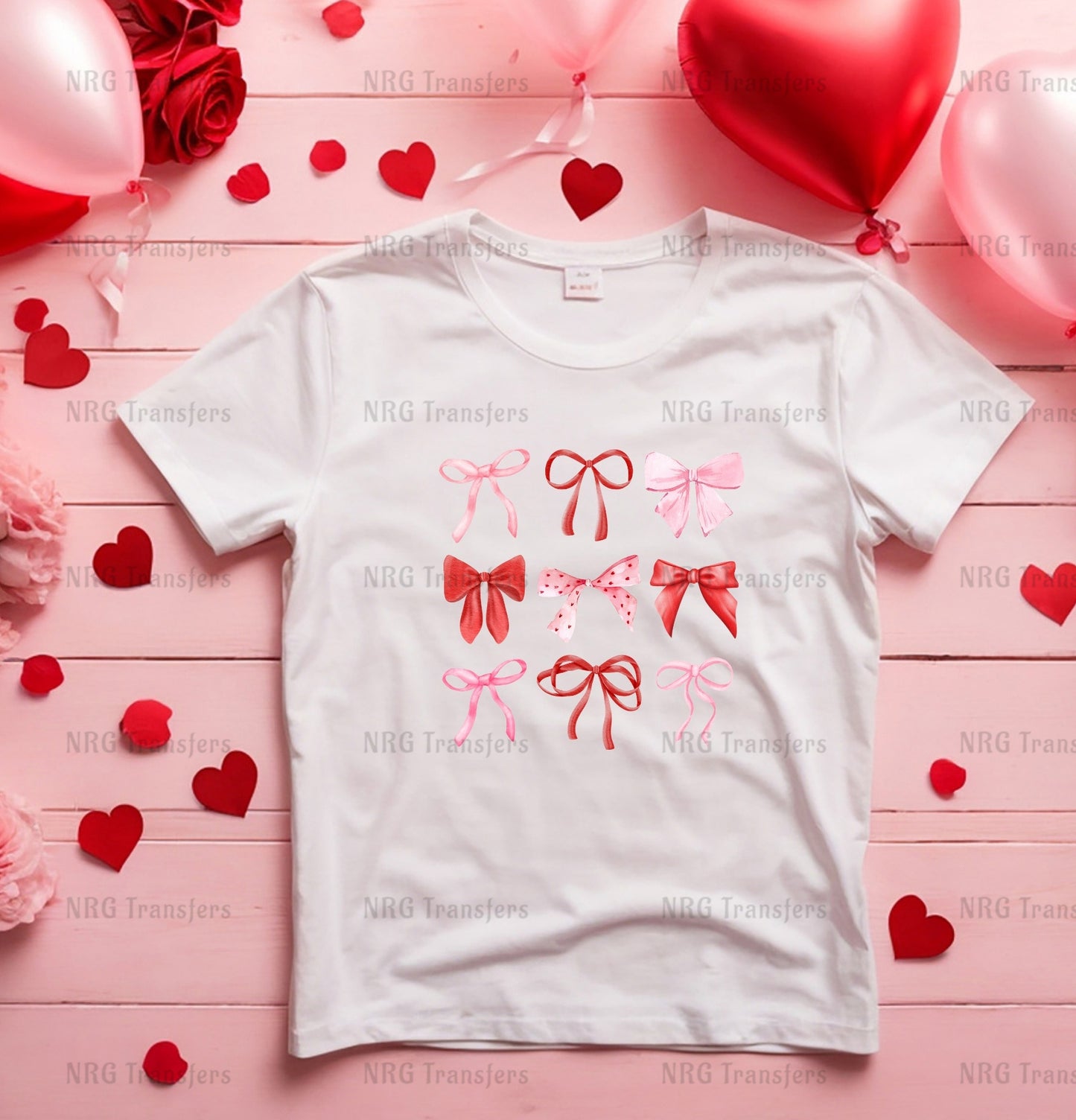 a t - shirt with bows and hearts on it