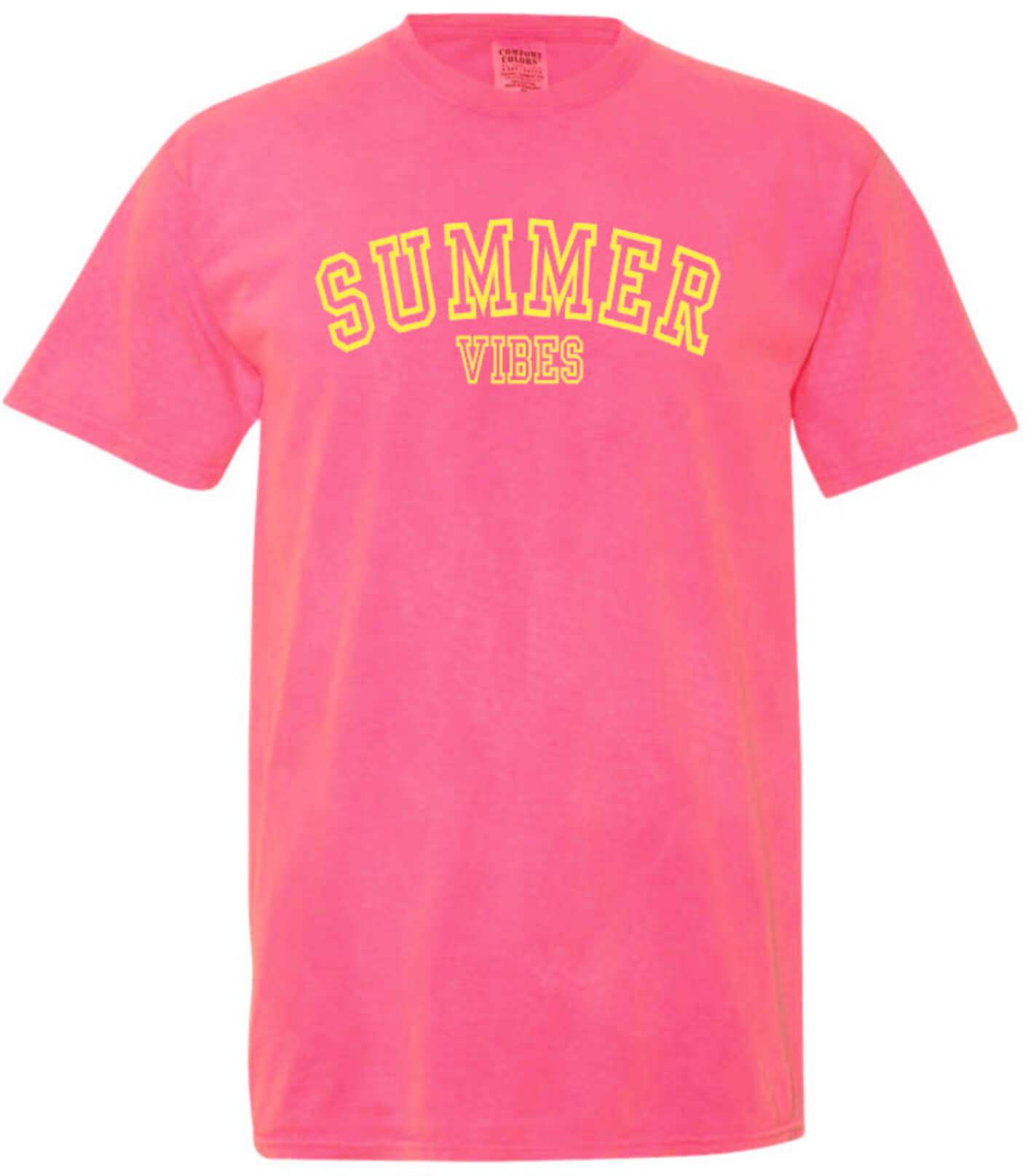 a pink t - shirt with the word summer vibe on it