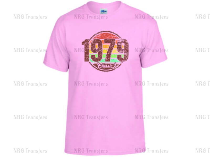 a pink t - shirt with the number seventy on it