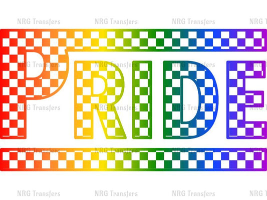 a pride sign with a checkered pattern on it