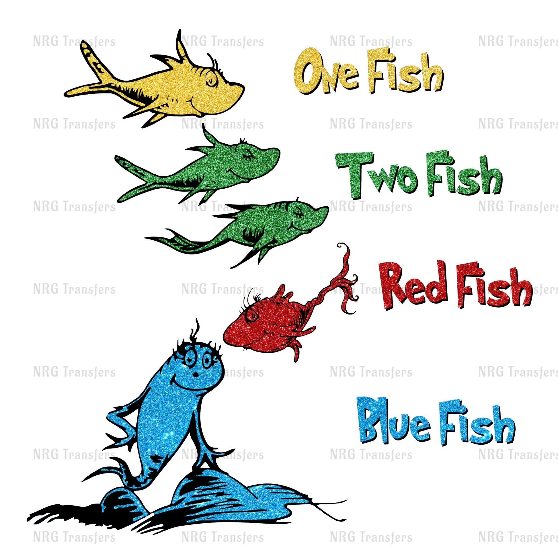 a picture of a fish, two fish, red fish, blue fish