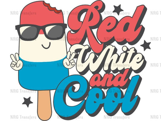 a red, white and blue ice cream sticker