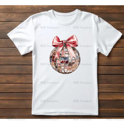 a white t - shirt with a red bow on it