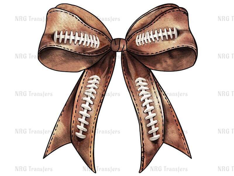 a brown bow with a football on it