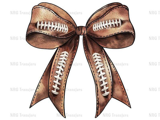 a brown bow with a football on it