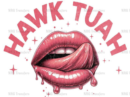 a drawing of a lip with the words hawk tua on it