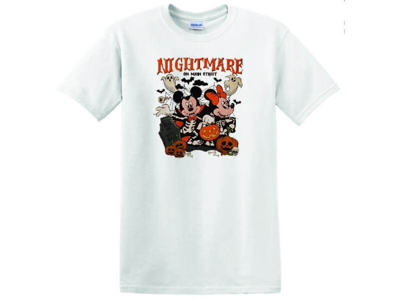 a white t - shirt with mickey and mickey mouse on it