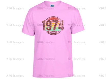 a pink t - shirt with the number seventy on it