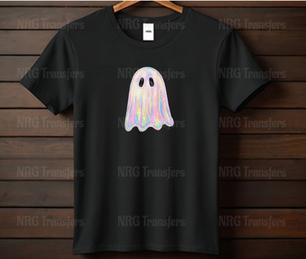 a black t - shirt with a ghost on it