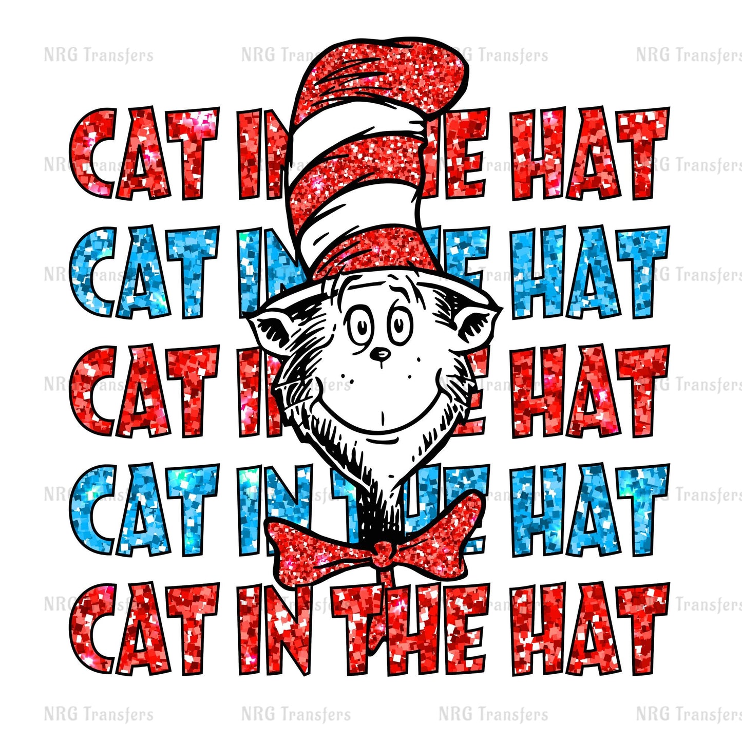 the cat in the hat is wearing a red bow tie