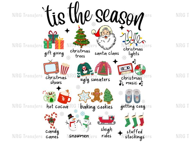 a christmas themed poster with the words tis the season