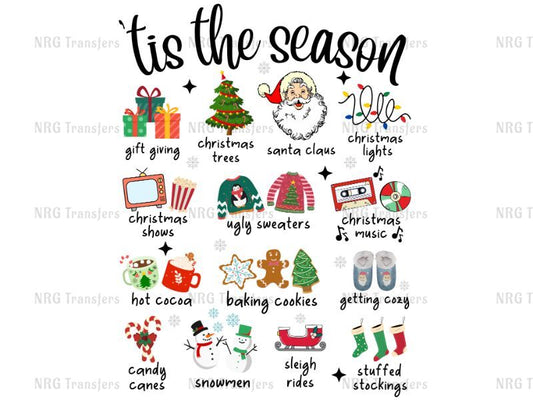 a christmas themed poster with the words tis the season