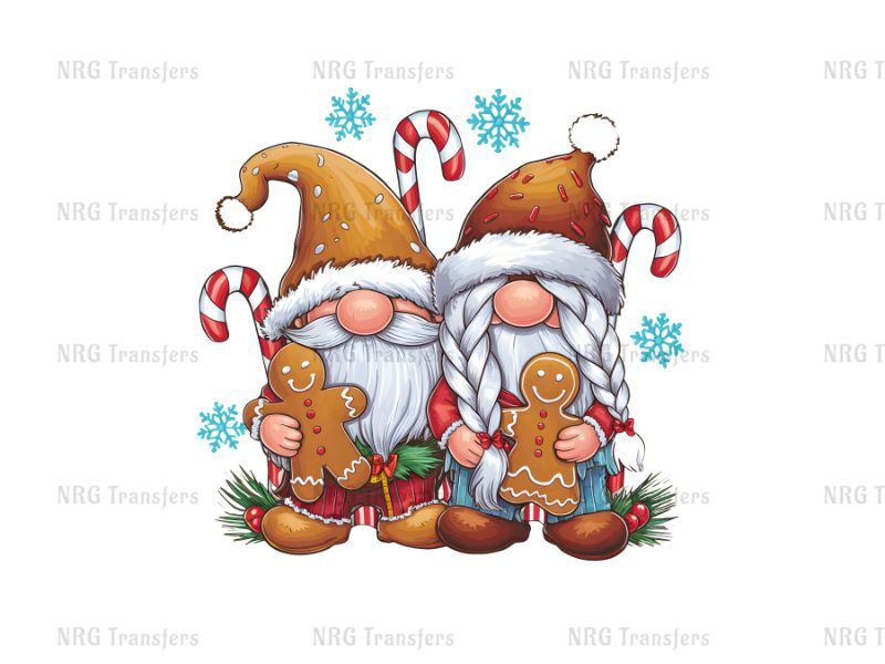 two gnomes with gingerbreads and candy canes