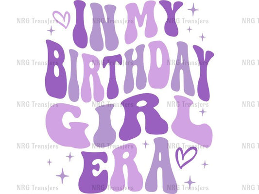 a purple and white birthday shirt with the words,'my birthday girl '