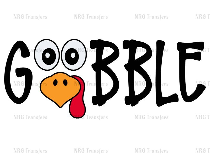 the word gobble with a cartoon turkey's head