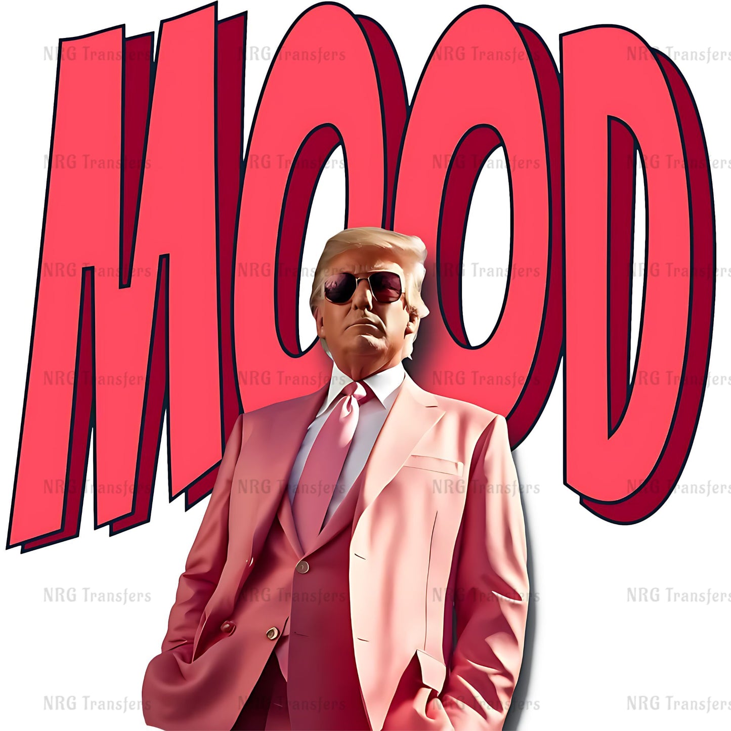 a painting of a man in a pink suit and sunglasses