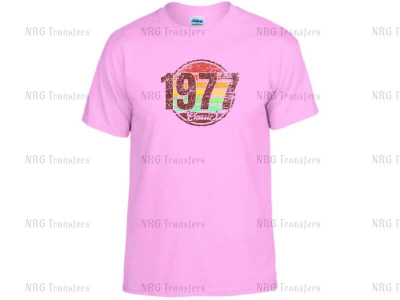 a pink shirt with the number seventy on it