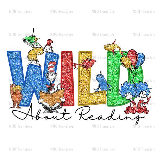 the dr seuss and the cat in the hat are reading the word wild about