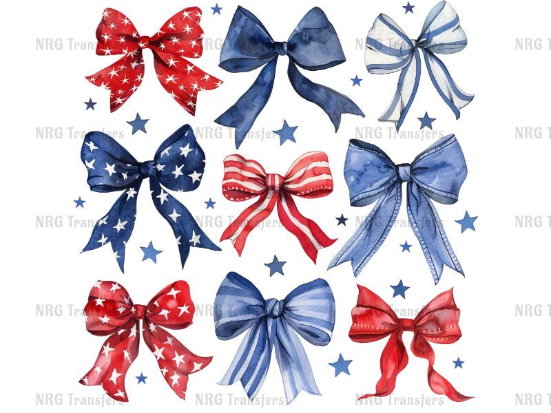 a set of red, white and blue bows