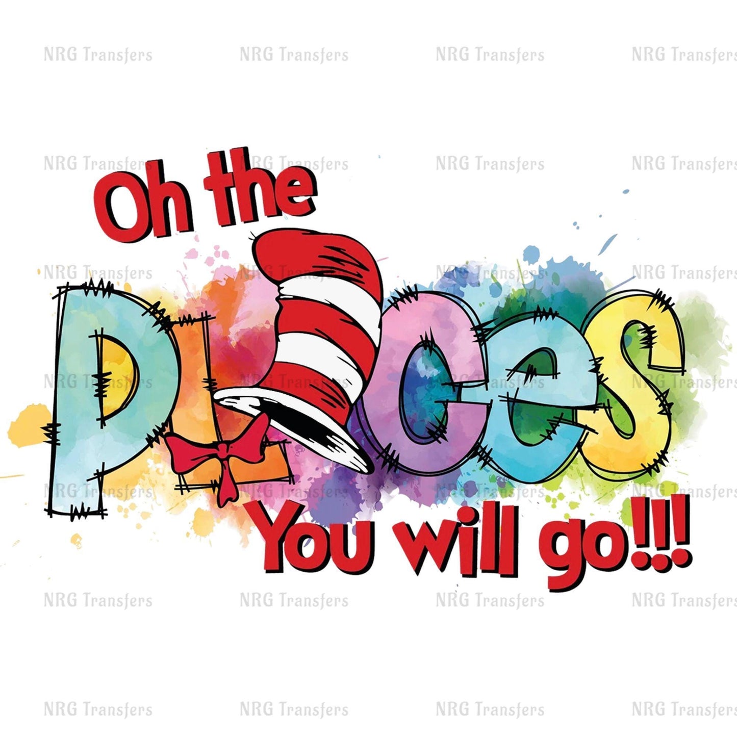 DTF Transfer | Dr Seuss Oh The Places You Will Go - Water Color