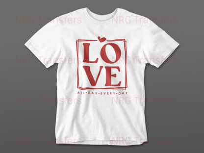 LOVE - Valentines Day DTF Transfer, DTF Print, Heat Transfer