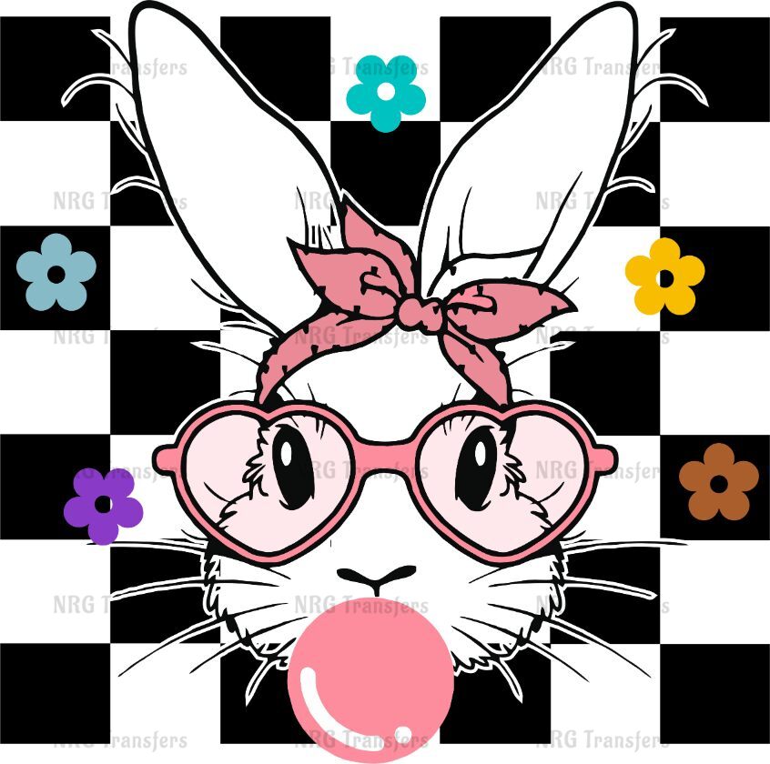 DTF Transfer | Cute Easter Bunny Black or Pink