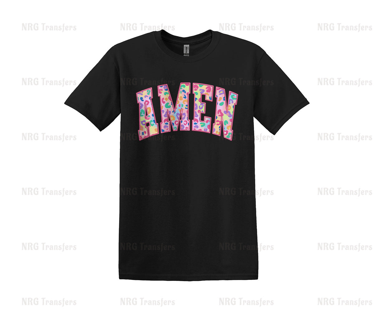 a black t - shirt with the word amen printed on it