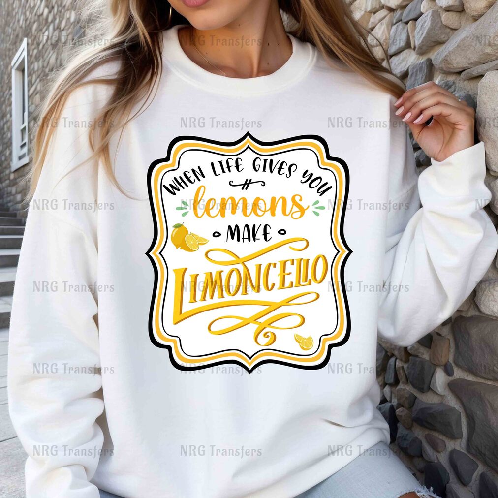 a woman wearing a sweatshirt that says when the give you lemons make limooni