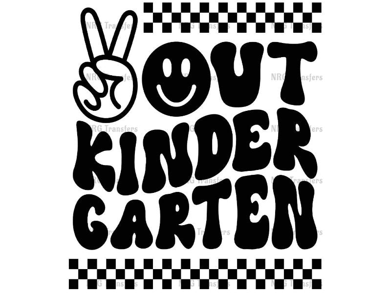 a black and white sign that says out kinder garden