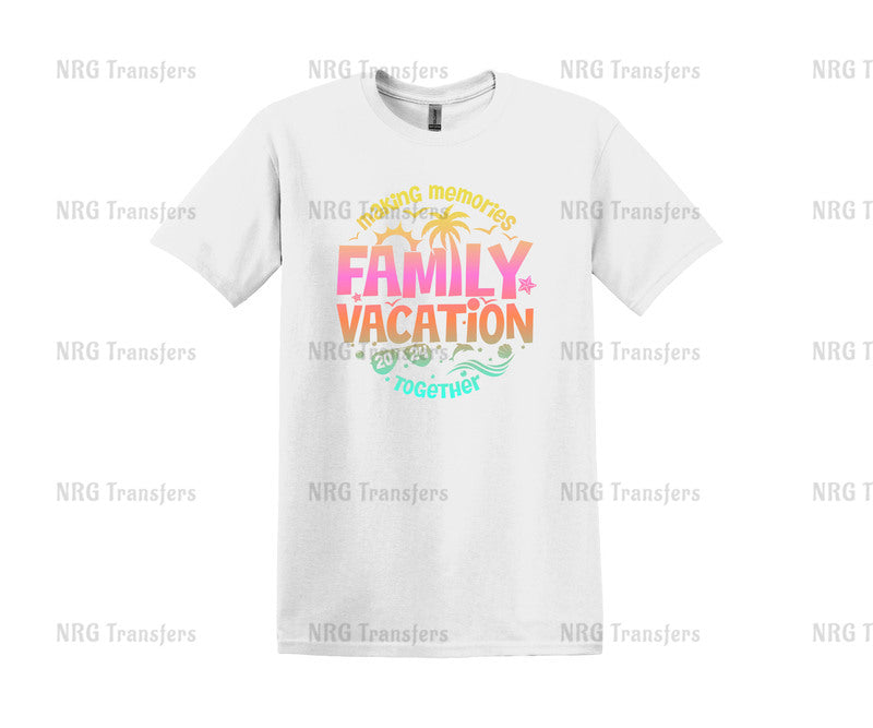 a white t - shirt with the words family vacation on it