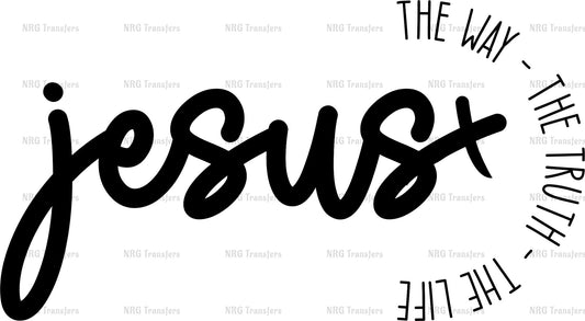 the word jesus in black and white