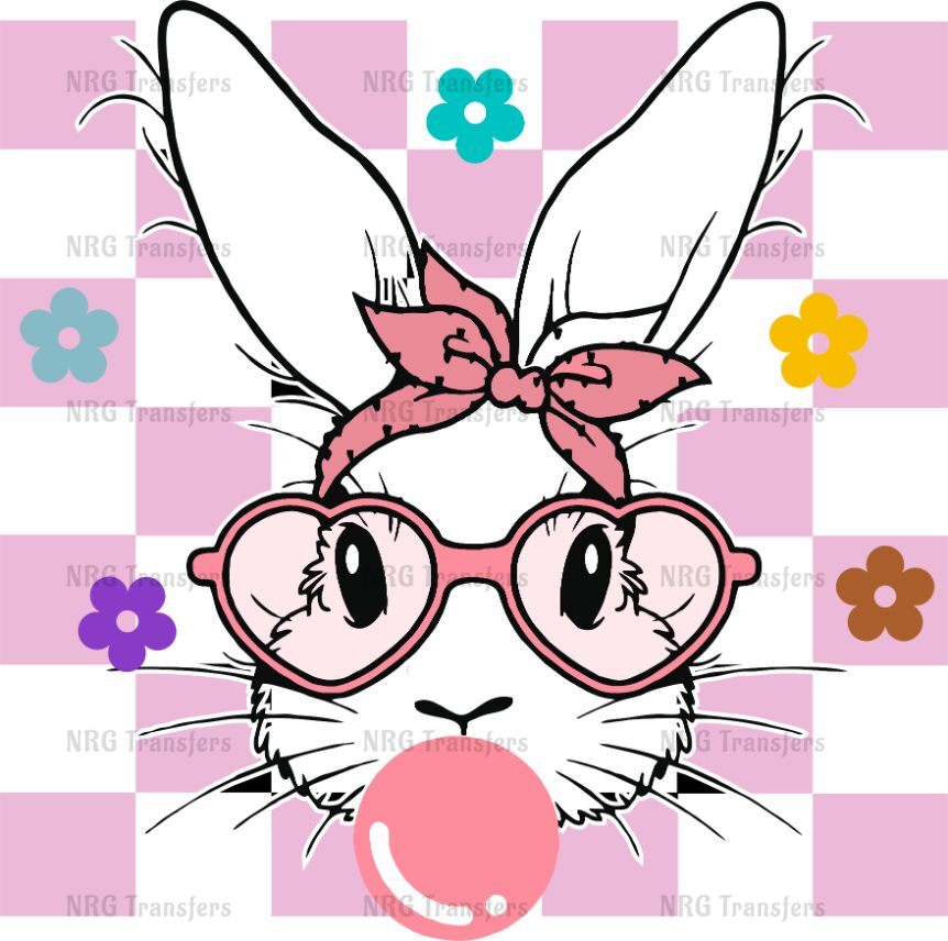 DTF Transfer | Cute Easter Bunny Black or Pink