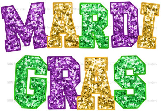 mardi gras glitter letters with the word mardi gras