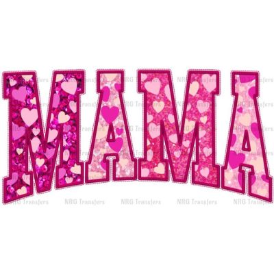 the word mama with hearts in pink and pink