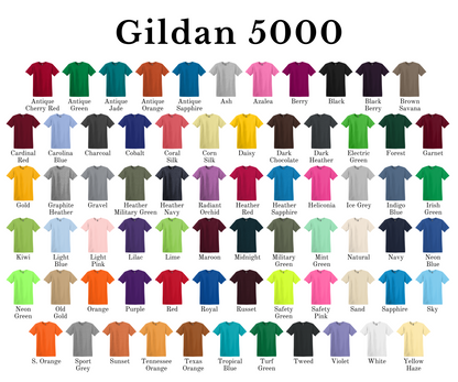 a chart showing the different colors of a shirt